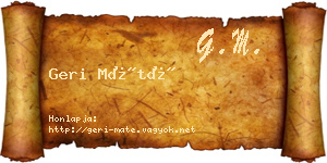 Geri Máté névjegykártya